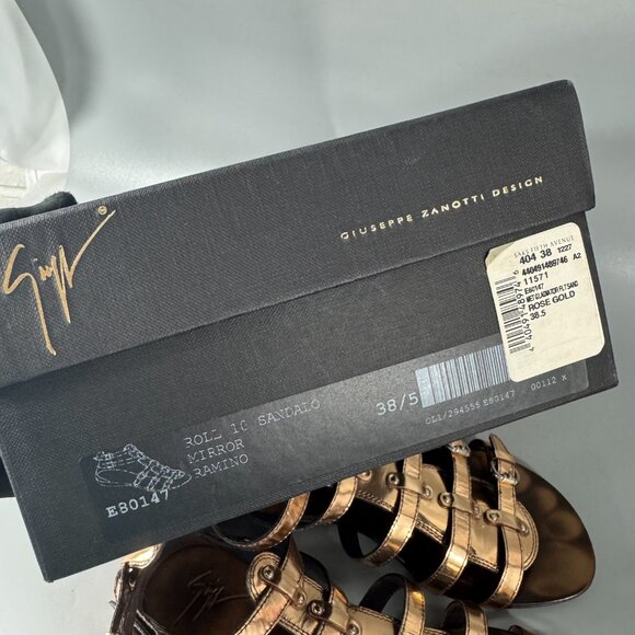 Giuseppe Zanotti Leather Gladiator Sandals in Rose Gold, Size 38.5 - Picture 14 of 16